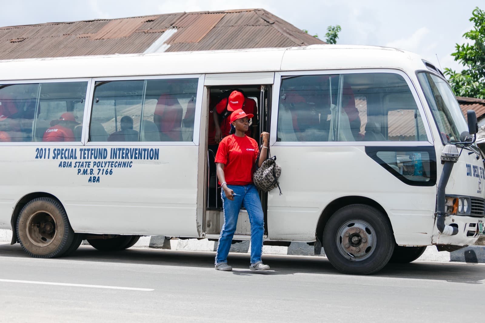 HerLens Cohort 1 participant on a group field assignment in Aba, Abia State